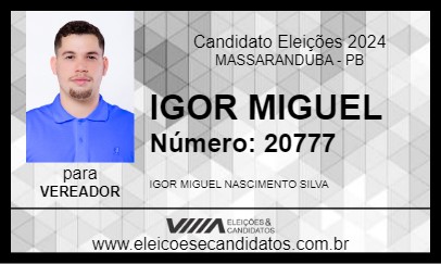 Candidato IGOR MIGUEL 2024 - MASSARANDUBA - Eleições