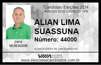 Candidato ALIAN LIMA SUASSUNA 2024 - RIACHO DOS CAVALOS - Eleições