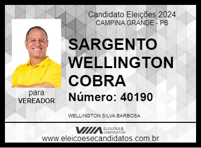 Candidato SARGENTO WELLINGTON COBRA 2024 - CAMPINA GRANDE - Eleições