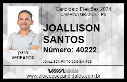 Candidato JOALLISON SANTOS 2024 - CAMPINA GRANDE - Eleições