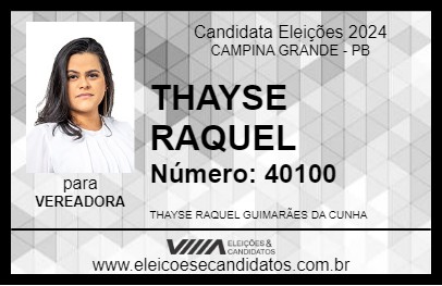 Candidato THAYSE RAQUEL 2024 - CAMPINA GRANDE - Eleições