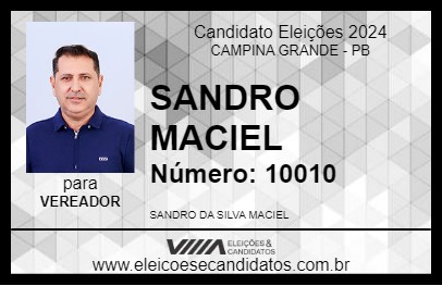 Candidato SANDRO MACIEL 2024 - CAMPINA GRANDE - Eleições