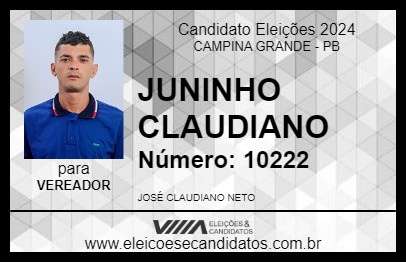 Candidato JUNINHO CLAUDIANO 2024 - CAMPINA GRANDE - Eleições