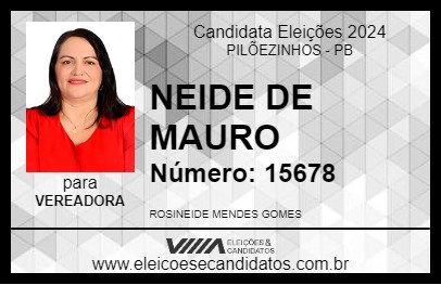 Candidato NEIDE DE MAURO 2024 - PILÕEZINHOS - Eleições