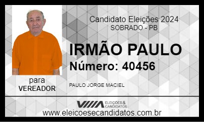 Candidato IRMÃO PAULO 2024 - SOBRADO - Eleições