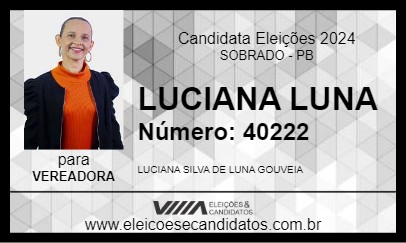 Candidato LUCIANA LUNA 2024 - SOBRADO - Eleições