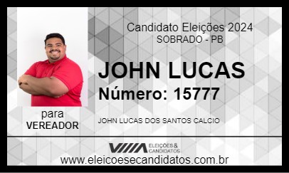 Candidato JOHN LUCAS 2024 - SOBRADO - Eleições