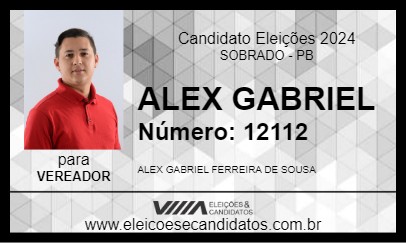 Candidato ALEX GABRIEL 2024 - SOBRADO - Eleições