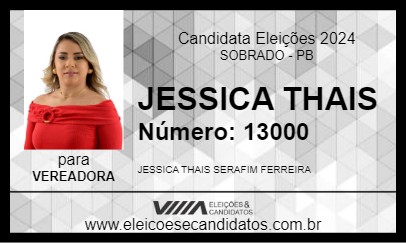 Candidato JESSICA THAIS 2024 - SOBRADO - Eleições