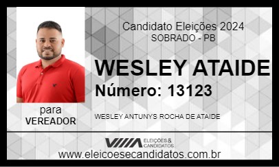 Candidato WESLEY ATAIDE 2024 - SOBRADO - Eleições