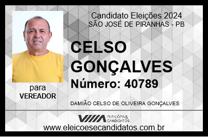 Candidato CELSO GONÇALVES 2024 - SÃO JOSÉ DE PIRANHAS - Eleições