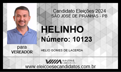 Candidato HELINHO 2024 - SÃO JOSÉ DE PIRANHAS - Eleições