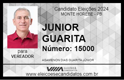 Candidato JUNIOR GUARITA 2024 - MONTE HOREBE - Eleições