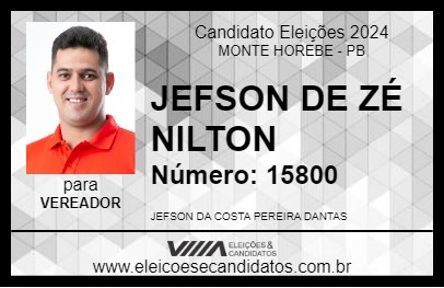 Candidato JEFSON DE ZÉ NILTON 2024 - MONTE HOREBE - Eleições