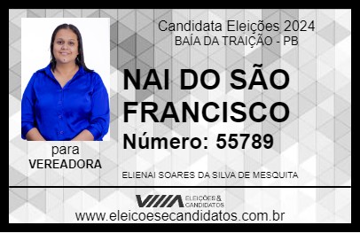 Candidato NAI DO SÃO FRANCISCO 2024 - BAÍA DA TRAIÇÃO - Eleições