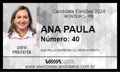 Candidato ANA PAULA 2024 - MONTEIRO - Eleições