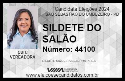 Candidato SILDETE DO SALÃO 2024 - SÃO SEBASTIÃO DO UMBUZEIRO - Eleições