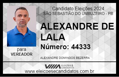 Candidato ALEXANDRE DE LALA 2024 - SÃO SEBASTIÃO DO UMBUZEIRO - Eleições