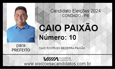 Candidato CAIO PAIXÃO 2024 - CONDADO - Eleições