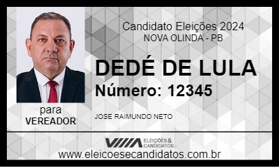 Candidato DEDÉ DE LULA 2024 - NOVA OLINDA - Eleições