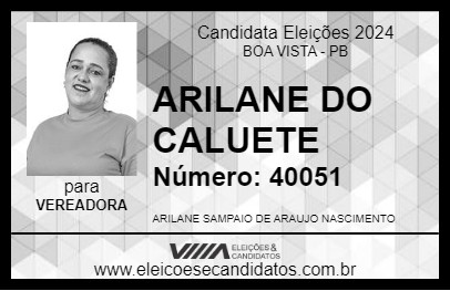 Candidato ARILANE DO CALUETE 2024 - BOA VISTA - Eleições