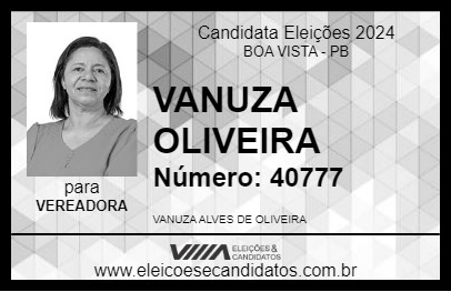 Candidato VANUZA OLIVEIRA 2024 - BOA VISTA - Eleições