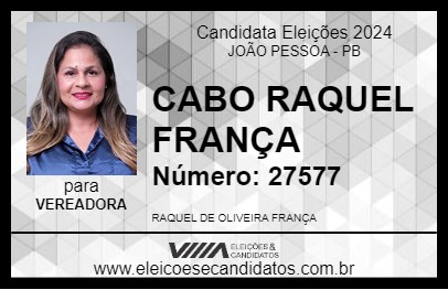 Candidato CABO RAQUEL FRANÇA 2024 - JOÃO PESSOA - Eleições