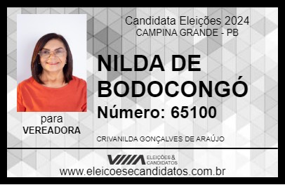 Candidato NILDA DE BODOCONGÓ 2024 - CAMPINA GRANDE - Eleições