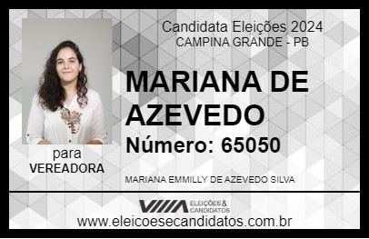 Candidato MARIANA DE AZEVEDO 2024 - CAMPINA GRANDE - Eleições