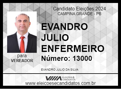 Candidato EVANDRO JULIO ENFERMEIRO 2024 - CAMPINA GRANDE - Eleições