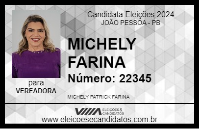 Candidato MICHELY FARINA 2024 - JOÃO PESSOA - Eleições