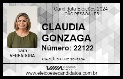 Candidato CLAUDIA GONZAGA 2024 - JOÃO PESSOA - Eleições