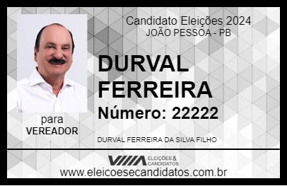 Candidato DURVAL FERREIRA 2024 - JOÃO PESSOA - Eleições