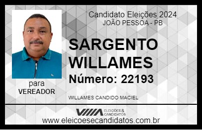 Candidato SARGENTO WILLAMES 2024 - JOÃO PESSOA - Eleições