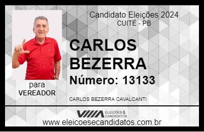 Candidato CARLOS BEZERRA 2024 - CUITÉ - Eleições