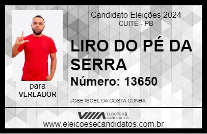 Candidato LIRO DO PÉ DA SERRA 2024 - CUITÉ - Eleições