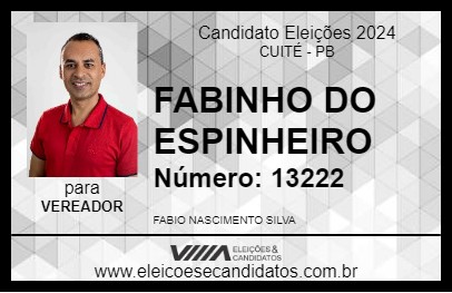 Candidato FABINHO DO ESPINHEIRO 2024 - CUITÉ - Eleições