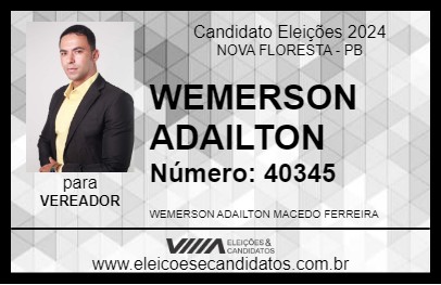 Candidato WEMERSON ADAILTON 2024 - NOVA FLORESTA - Eleições