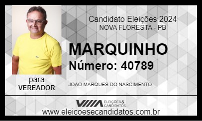 Candidato MARQUINHO 2024 - NOVA FLORESTA - Eleições