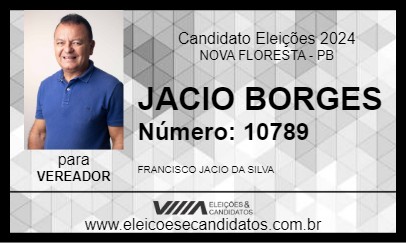 Candidato JACIO BORGES 2024 - NOVA FLORESTA - Eleições