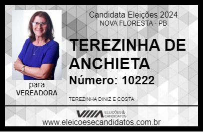 Candidato TEREZINHA DE ANCHIETA 2024 - NOVA FLORESTA - Eleições