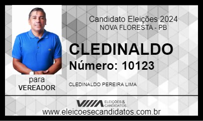 Candidato CLEDINALDO 2024 - NOVA FLORESTA - Eleições