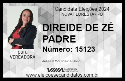 Candidato DIREIDE DE ZÉ PADRE 2024 - NOVA FLORESTA - Eleições