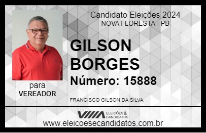 Candidato GILSON BORGES 2024 - NOVA FLORESTA - Eleições