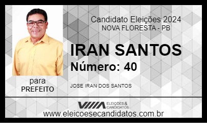 Candidato IRAN SANTOS 2024 - NOVA FLORESTA - Eleições