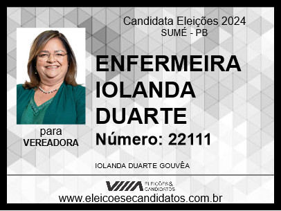 Candidato ENFERMEIRA IOLANDA DUARTE 2024 - SUMÉ - Eleições