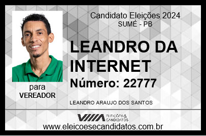 Candidato LEANDRO DA INTERNET 2024 - SUMÉ - Eleições