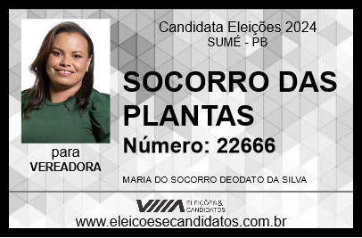 Candidato SOCORRO DAS PLANTAS 2024 - SUMÉ - Eleições