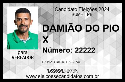 Candidato DAMIÃO DO PIO X 2024 - SUMÉ - Eleições