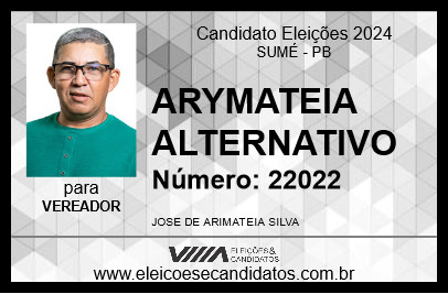 Candidato ARYMATEIA ALTERNATIVO 2024 - SUMÉ - Eleições